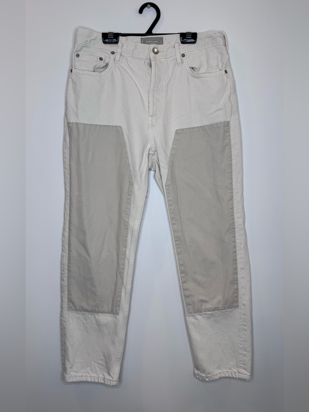 Everlane the 90s cheeky painterWhite Jeans Knee Panels organic cotton sz 28 crop